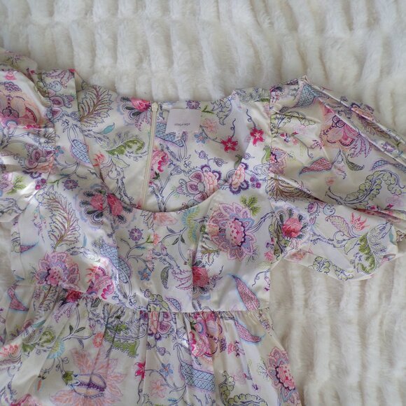 NWT Cinq a Sept floral Pastel puff sleeve dress 4 - Picture 3 of 7
